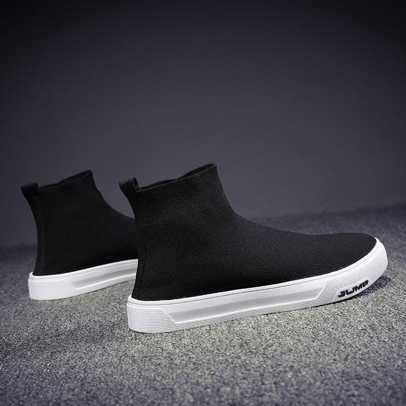 

Spring and summer breathable men s shoes one pedal sleeve elastic socks shoes casual Korean version high-top board shoes 44