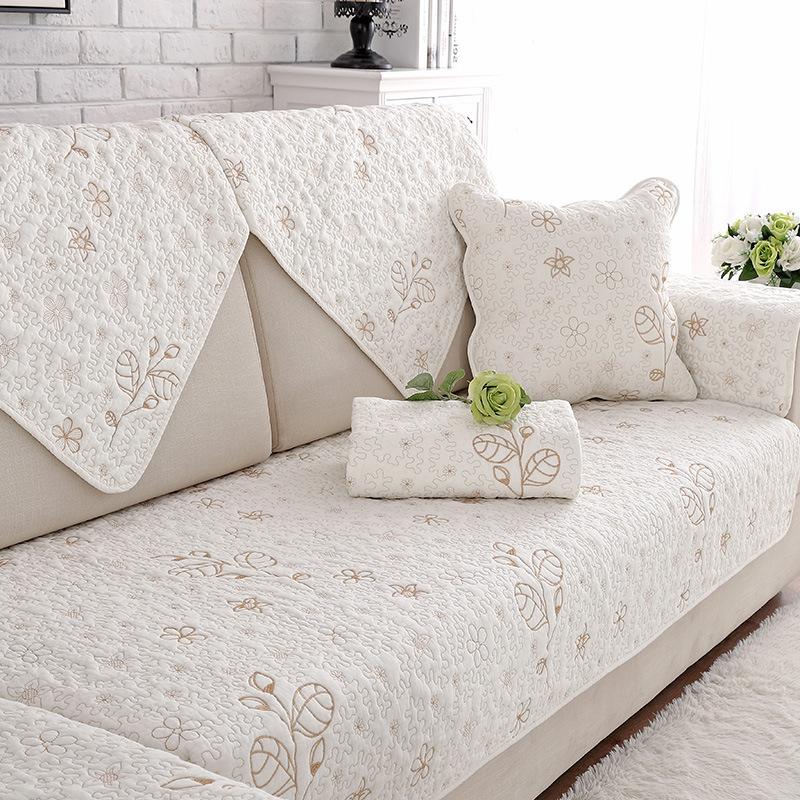 Pure Cotton Sofa Cushion, Universal Fabric For All Seasons, Non-Slip Combination Sofa Seat Cushion Cushion, Gray Sofa Cover Towel