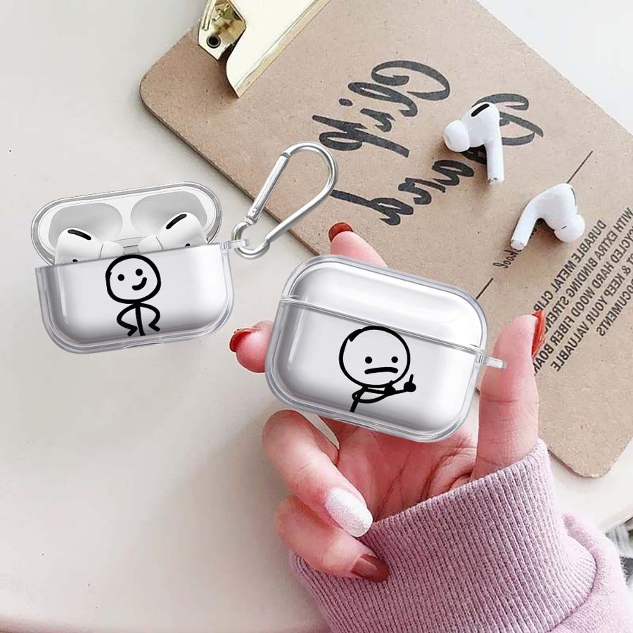 Cute Art Stick Figures Clear Earphone Cases Cover Case For Airpods 2 Pro2 1 Pro 3 Pro3 4