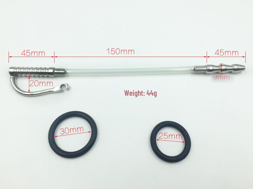 Hollow Metal Urethral Plug with Eye Pull Bead - Adult Stimulation Toy