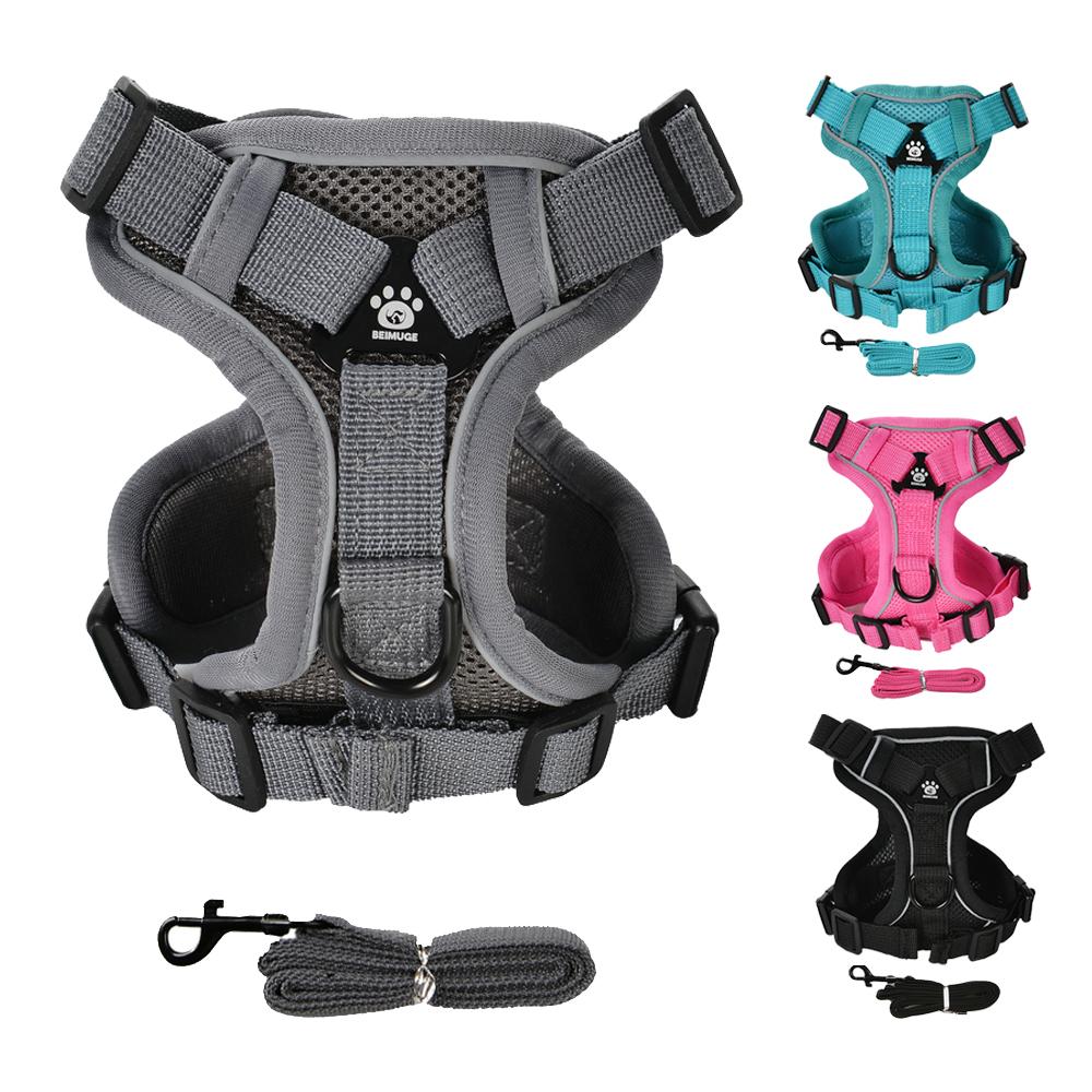 Breathable Dog Harness and Leash Set Tactical Reflective Puppy Vest Harness For Small Medium Dogs Cats Chest Strap Pet Supplies