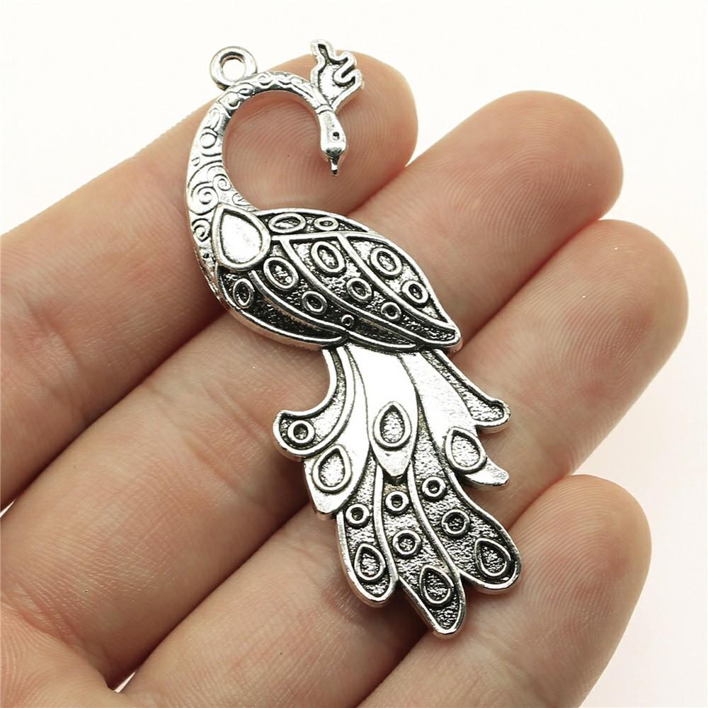 5pcs Big Bird Pendant Charms Antique Silver Color Pendants Making DIY Handmade Tibetan Finding Jewelry