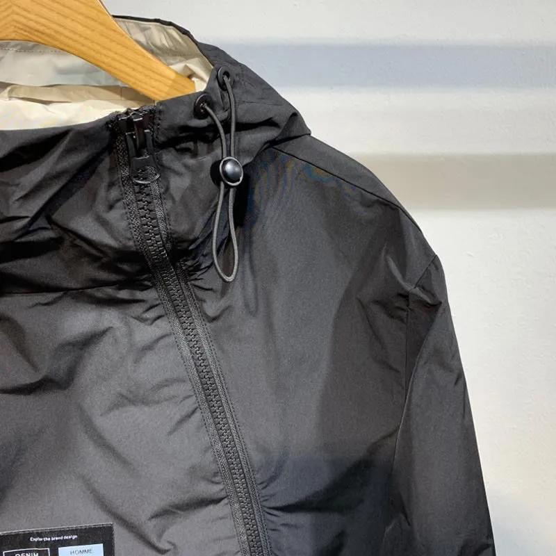 Youth Spring and Autumn Design Unique Punching Jacket Men Personalized Solid Color Hooded Workwear Jacket