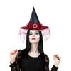 Women Witch Costume Accessories with Witch Hat Eye Mask Choker Necklace Earrings for Women Halloween Masquerade Cosplay