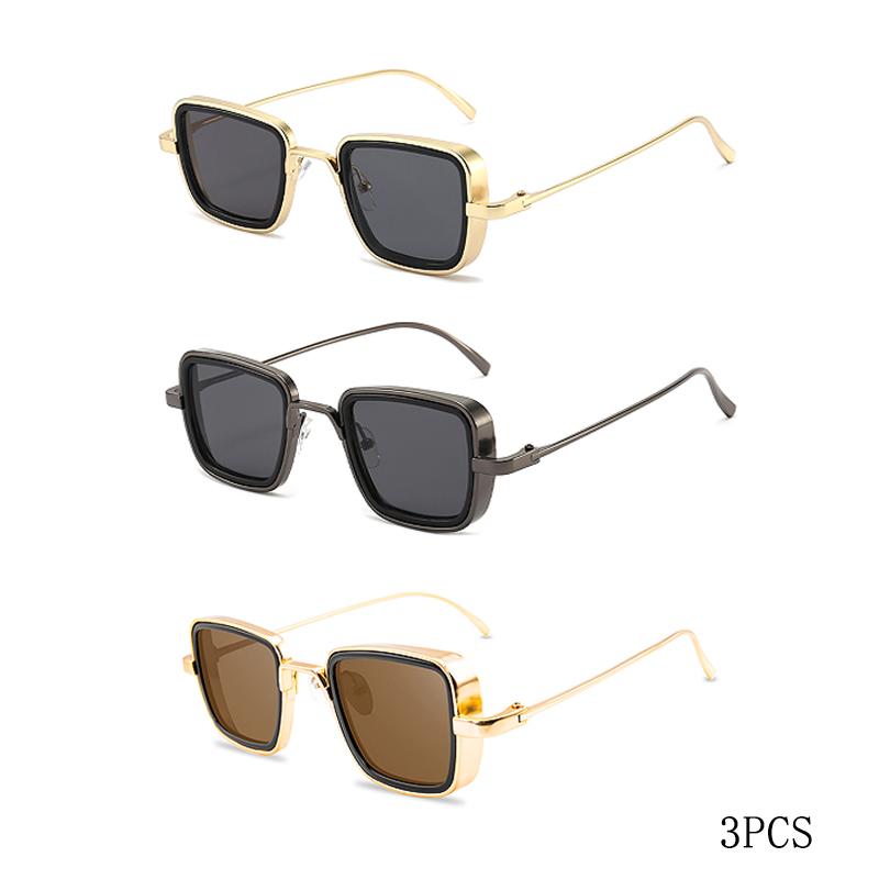 New Vintage Metal Steampunk Sunglasses Men Women Square Sun Spectacles For Men Women Stylish Retro Shades Male Female UV 400 Protection