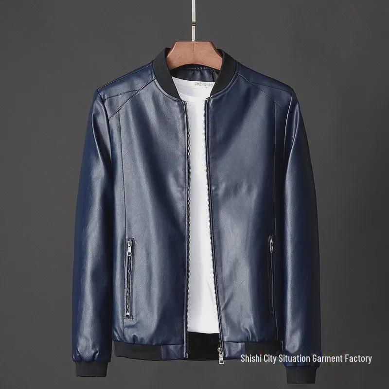 2023 Men's Slim Korean Style Leather Motorcycle Jacket - Trendy, Handsome, Casual Spring & Autumn Wear
