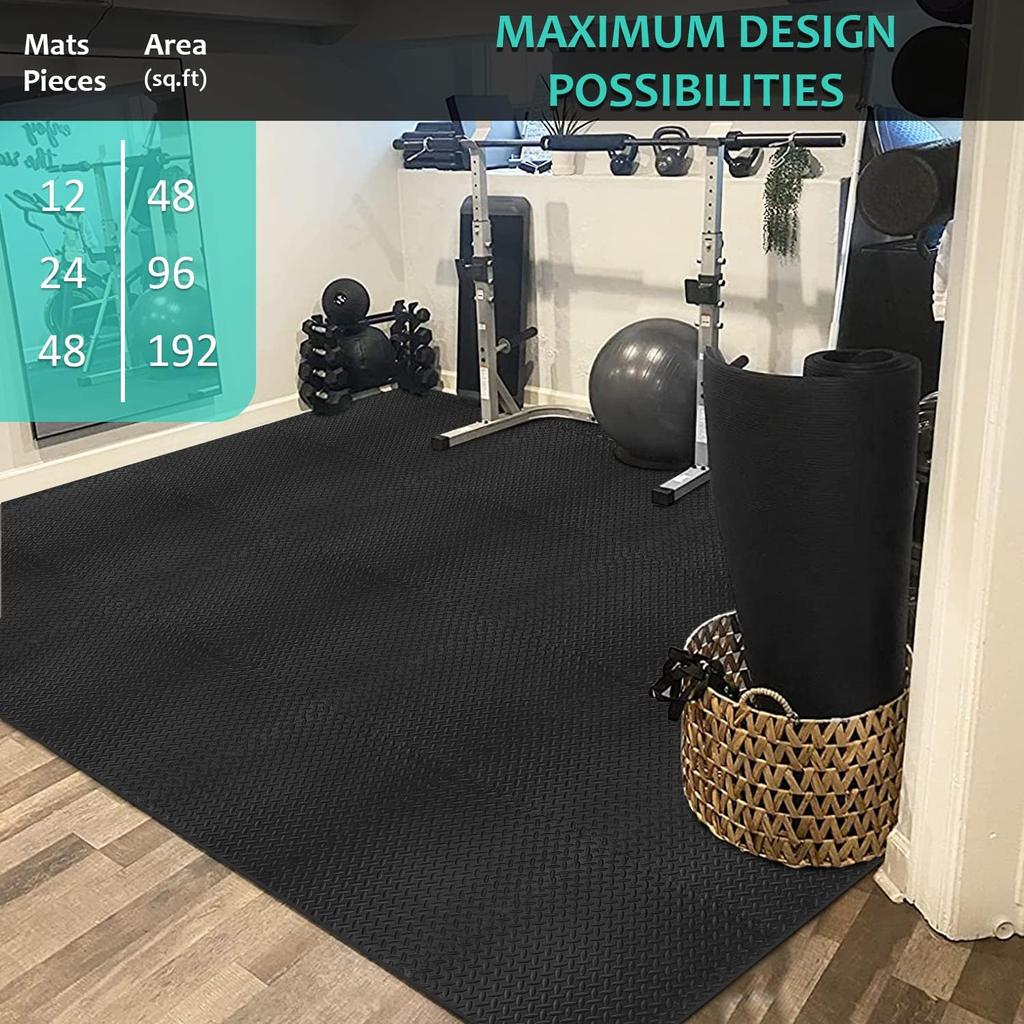 60cm EVA Foam Gym Floor Mats 8/12Pcs Interlocking Exercise Tiles Non-Slip Yoga Fitness Mat for Home Gym Equipment