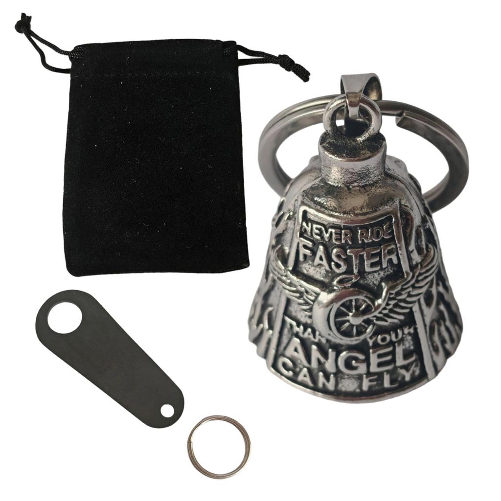 Symbolic Riders Keychain Wing Wheel Bells Keyring with Protective Bells Charm Lightweight Rustproof Metal Car Accessory