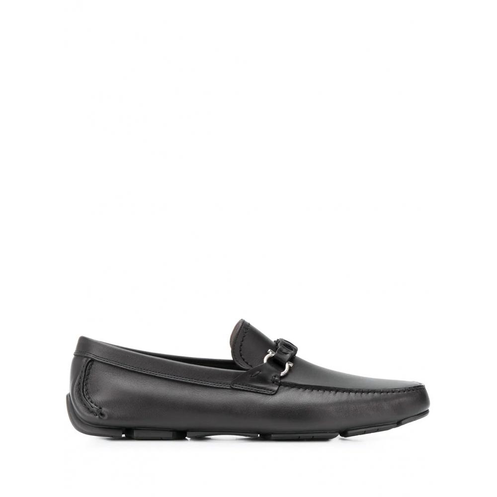 Salvatore Ferragamo Ferragamo Gancini Leather Loafers Black