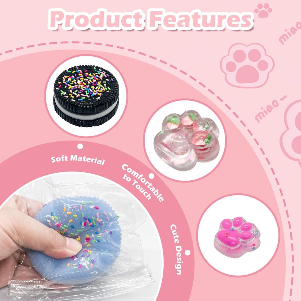 8PCS Taba Squishy Kit,2PCS Biscuit Stress Relief Toy and 4PCS Mini Taba Squishy Paw and 2PCS Fruit Cat Claw Stress Relief Soft Squeeze Fidget Toys Fo