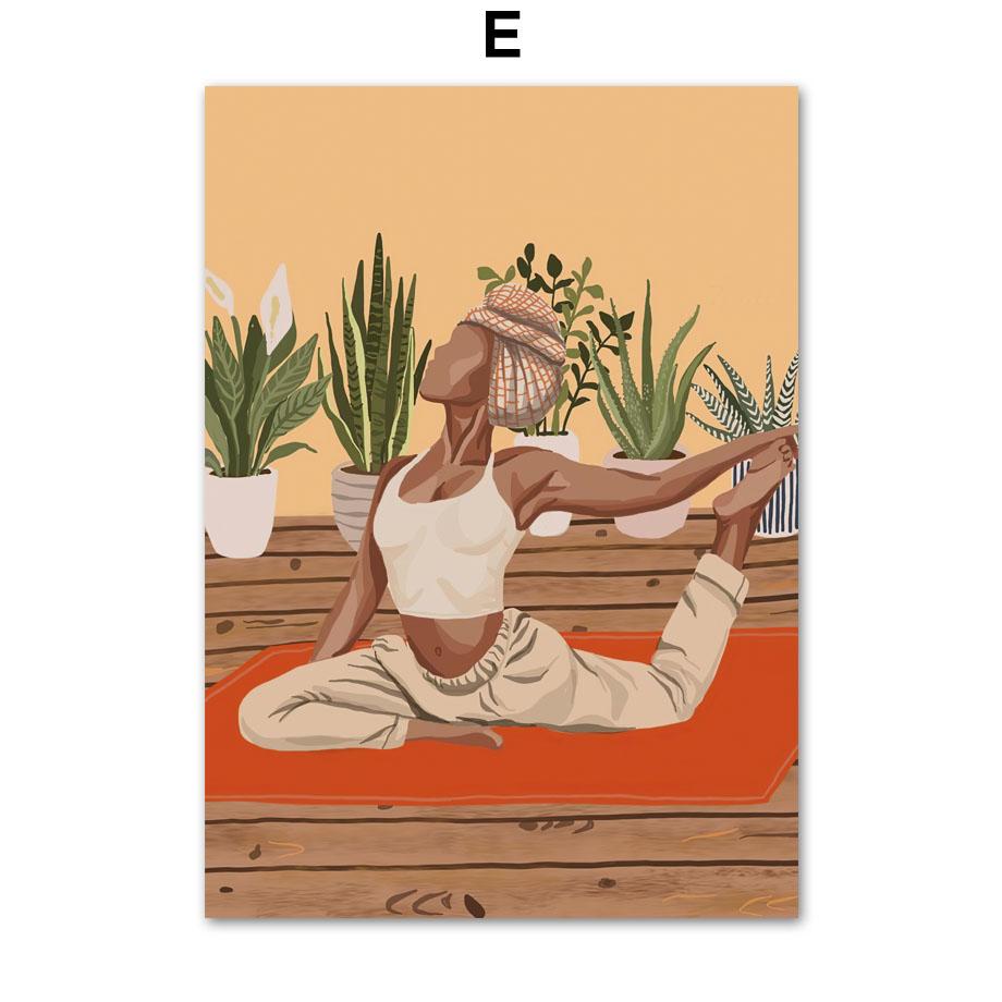 Abstrakcyjna moda dziewczyna czytająca joga odpoczynek liść palmowy plakat skandynawski ścienny drukowany obraz na płótnie malarstwo dekoracyjne zdjęcia do salonu