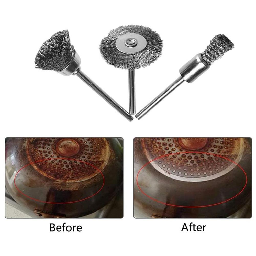 15/45/60pcs Wire Wheel Cup Brush Set Crimped Stainless Steel Die Grinder Rotary Electric Tool For Drill The Engraver Dropship
