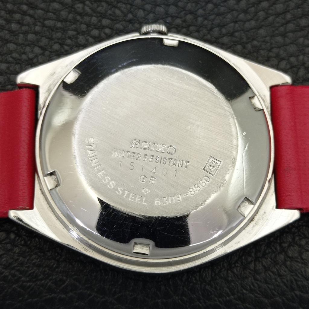 Seiko 5 AUTOMATIC 6309A JAPAN MENS VINTAGE ARABIC RED COLOR DIAL WATCH A701587-5 R206b-a701587