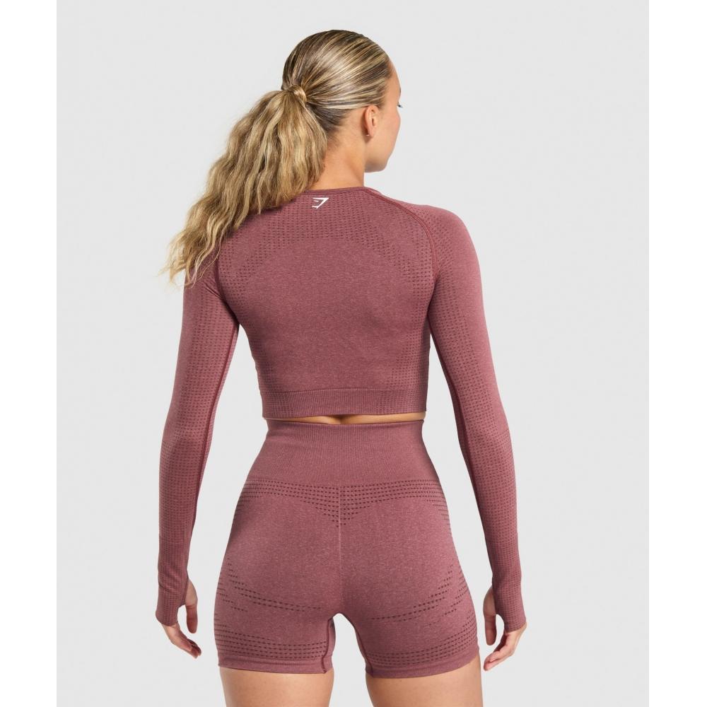 Gymshark Vital Seamless Crop Top Vínově růžový melír B1a3d Kb80
