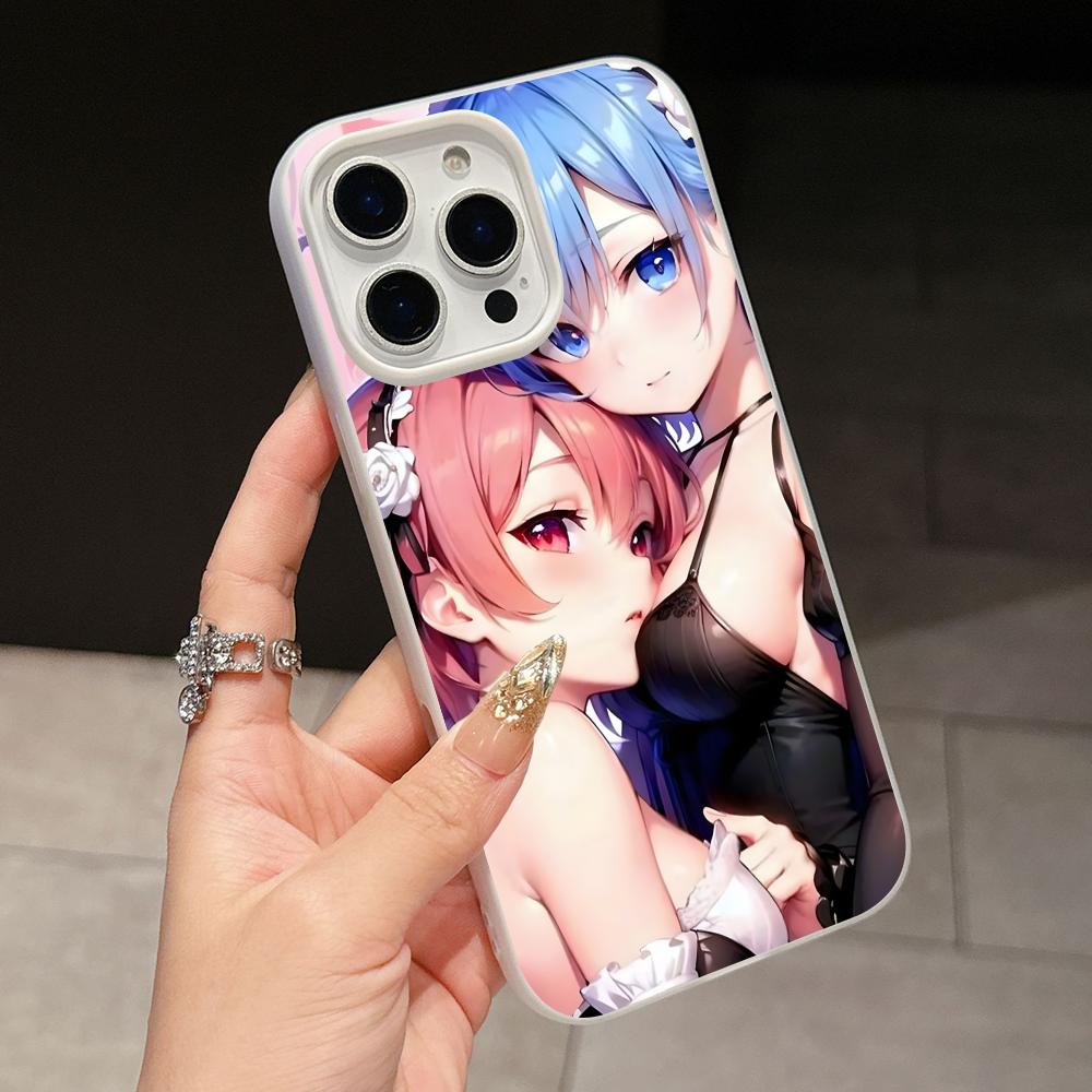 

ReZero Рем Рам Желе Двухслойный Белый Чехол для Мобильного Телефона для iPhone 17 16 15 14 13 12 11 Air Pro Max Plus Защитный iPhone 11 Pro