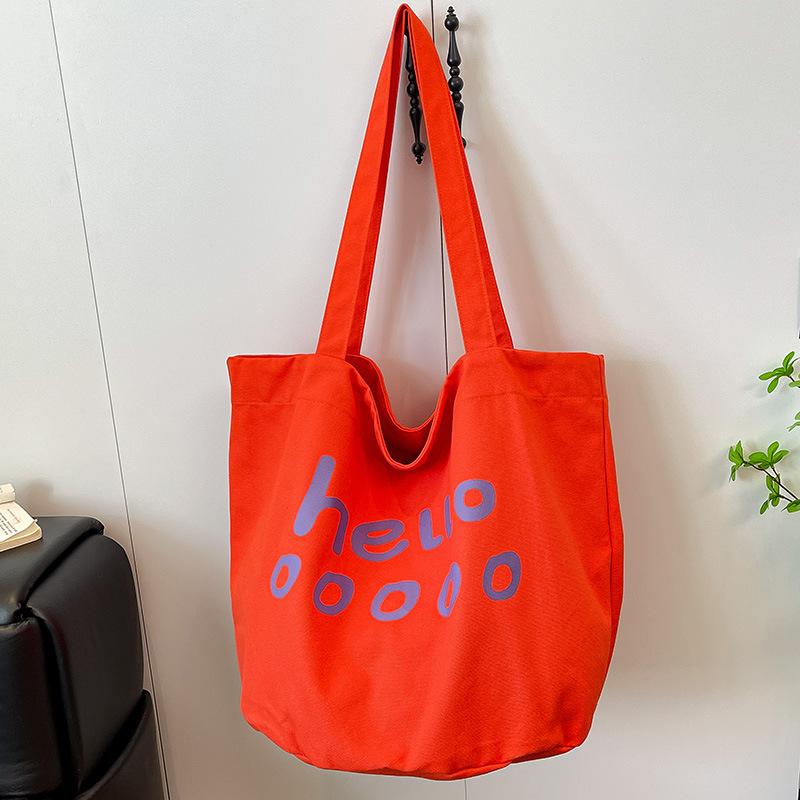 

Корейская версия повседневной холщовой сумки-тоут, модная сумка с принтом букв, сумка-тоут от интернет-знаменитости, литературная нейлоновая женская сумка через плечо