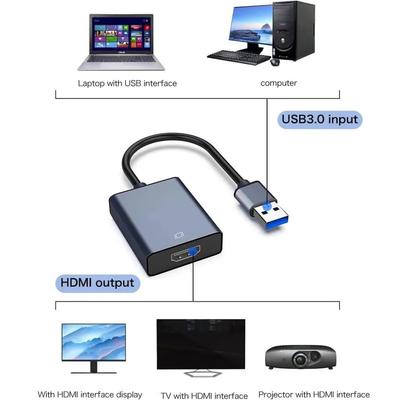 USB 3.0 To HDMI Adapter Converter Cable HD 1080P External Video Display Compatible for Desktop Laptop PC Monitor TV