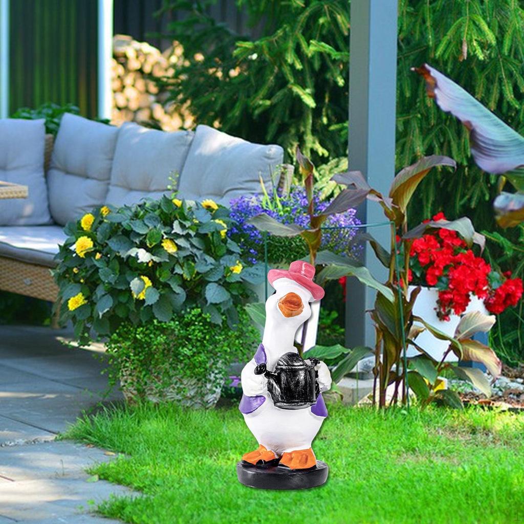 Duck Figurine Garden Statue Cartoon Decorative Housewarming Decor Resin for Home Outside Porch