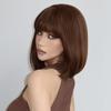 Kurze blonde braune Ombre-Synthetik-Perücken für Frauen, Bob-Perücke, Mittelteil, gerade Perücke mit Pony, tägliche Cosplay-Perücken, hitzebeständig