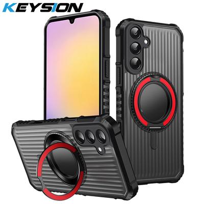 KEYSION Étui Support Anneau Rotatif à 360° pour Samsung Galaxy A54 5G A34 A14 4G Mat Transparent Magnétique Antichoc Coque Arrière de Téléphone