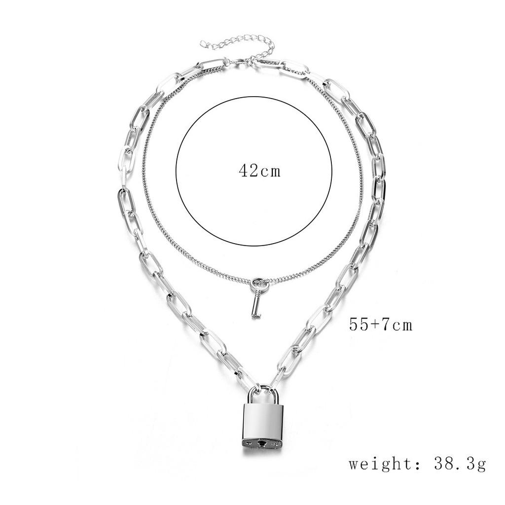 Stylish European American Style Layered Necklace With Lock Pendant For Women