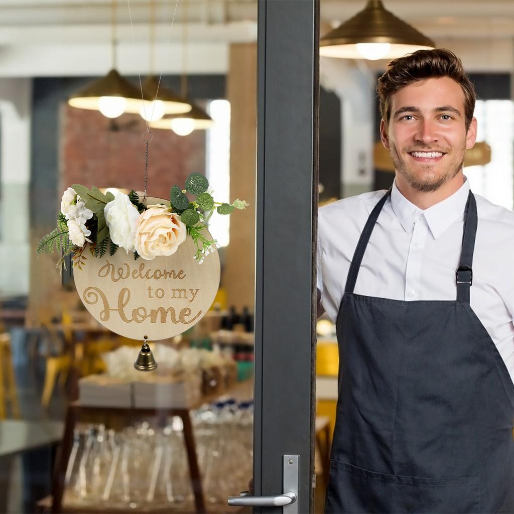 Farmhouse Sign Number Ornament Wooden Hanging Welcome Household Plaque Round Pendant