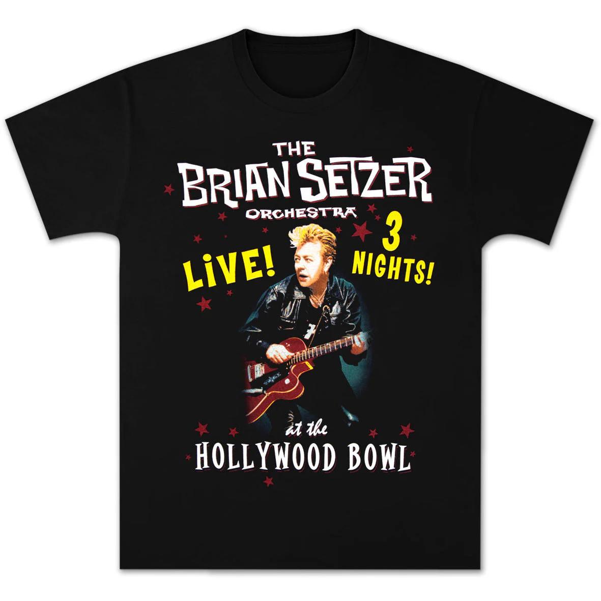 Vtg Brian Setzer Hollywood Bowl Cotton Black All Size Unisex Shirt CM747 M