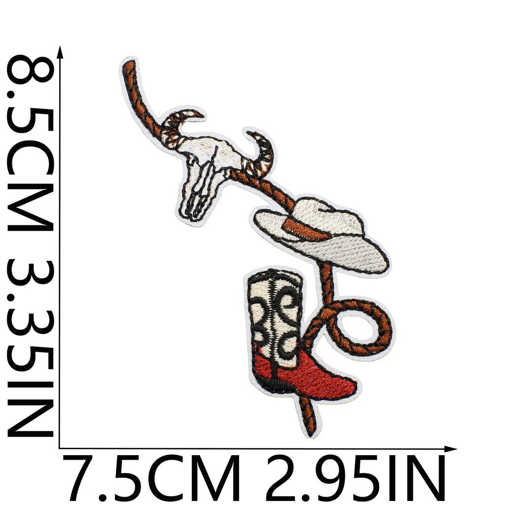 52 Pezzi Stoffa Ricamata Mista Tema Western Denim Adesivo Stile Punk Teschio Patch Adesivo Decorazione Vestiti Cactus