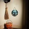 Halloween Zombie Hand Graveyard Round Wooden Hanging Sign, 2D Flat Printed Front Door Decor, Full Moon Bat Pumpkin Wall Ornament Gift