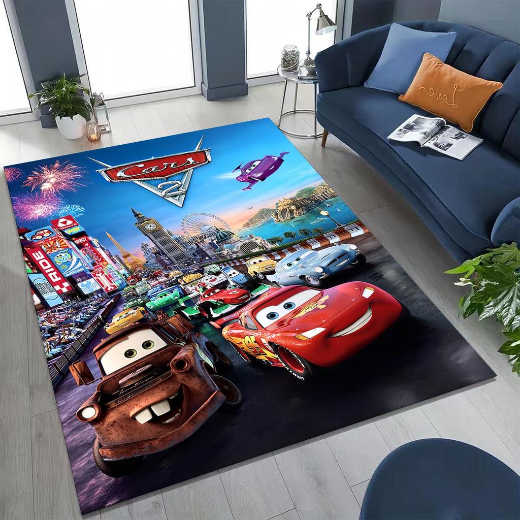 3D Lightning McQueen Cars Cartoon Rug for Bedroom Living Room Sofa Home Doormat Decor, Large Kids Play Non-slip Floor Mat Gift