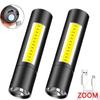 LED Flashlight Rechargeable Super Bright Mini Work Light 3 Modes Waterproof Portable COB Tactical Torch Zoomable Camping Lantern