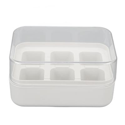 Ice Cube Tray with Lid 6 Cubes Silicone Mini Ice Tray for Freezer Cocktails Whiskey Beverages Easy Release Stackable