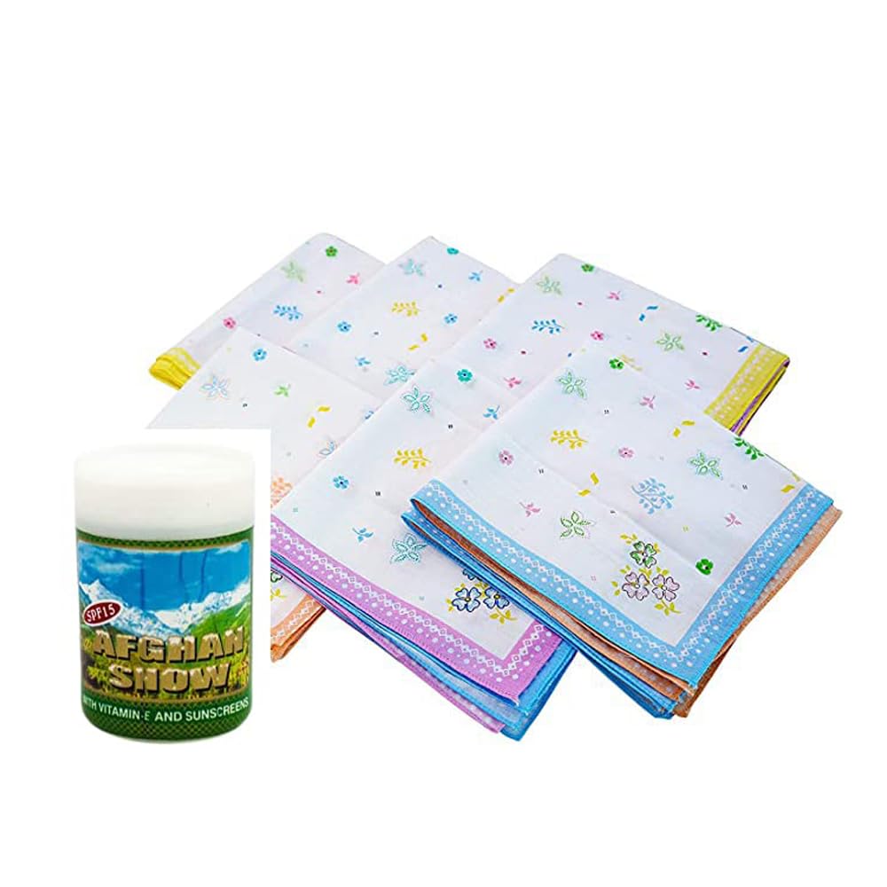 RSINC Afghan Snow With Vitamin E And Sunscreens - SPF 15 Make Up Base And Moisturizer Tropical Wheat Germ Oil,free  Pocket Hankies for Women Lady D2