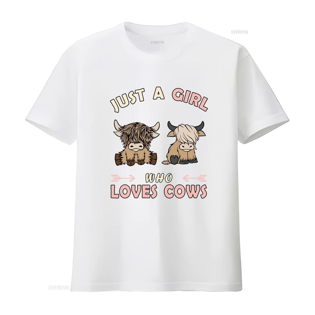Just Girl Who Loves Cows Fashion  T Shirt Women Soft Stretchy Summer Top Unique Print Design Cute Trendy Daily Wear Cow Lover