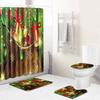 Christmas Printed Shower Curtain Floor Mat Four-Piece Bathroom Toilet Non-Slip Absorbent Carpet Toilet Non-Slip Door Mat