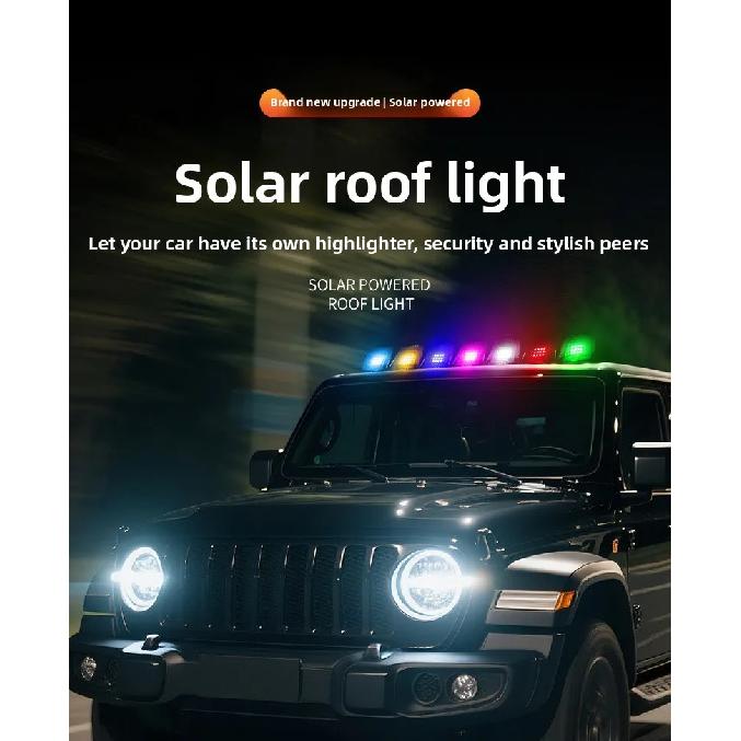 LED Solar Powered Cab Lights Punch-Free Wireless Truck Roof Lights Truck Pickup Warning Light for Pickup Trucks SUV Motorcycles