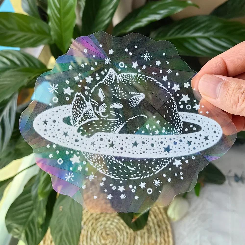 Rainbow Sun Catcher PVC Self Adhesive Glass Window Stickers Cat Leaf Suncatcher Wallpaper Rainbow Prisms Sticker Home Decor