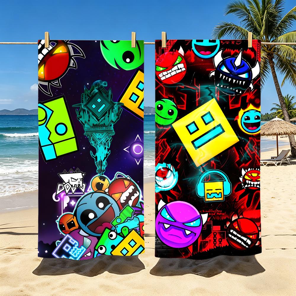 G-Geometry Dash Robtop Games Handtuch Polyester Strandtuch Schnelltrocknend Sandfrei Badetuch Für Sommer Pool Reise Urlaub