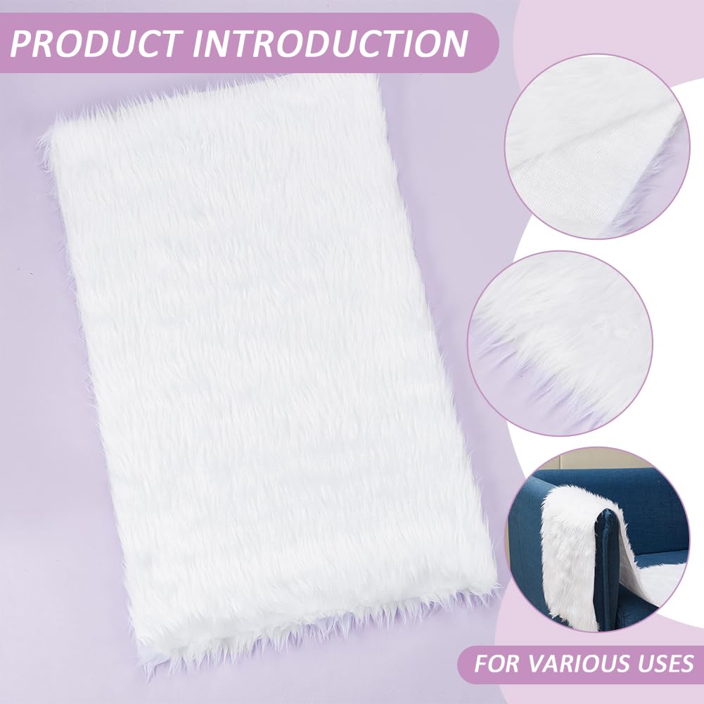 BENECREAT Fluffy Plain Shaggy Faux Fur Fabric White Soft Artificial Faux Fur Fabric 100 x 30cm Craft Processing Fabric Plush Toy Fabric Craft Photo