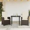 Vidaxl 3-Cz. Garden Furniture Set With Cushions, Brown, Poly Rattan