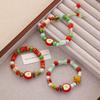 Sweet Women's Ceramic Bracelet with Beads and Apple Core Pendant Trendy Gift Unique Design Versatile Accessory