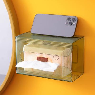 Wall Mounted Tissue Box Holder Large Capacity Transparent Design Simple Installation Bathroom Tissue Paper Box
