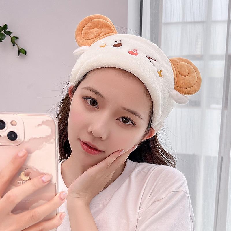Cartoon Shepherd Star Ear Hair Tie, Face Wash Coral Velvet Headband, Makeup Remover, Hair Cover for Sale, Sprouting Accessories