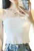 Shirred Camisole Bra Top with Pads for a Short Summer Style A-fua Women's Flattering, Length, (White)