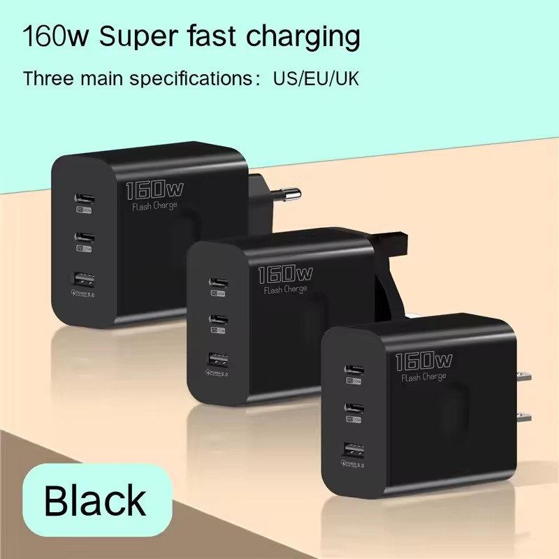 160W USB-lader USB Type C Hurtigladingsadapter Quick Charge 3.0 PD Mobiltelefonlader For iPhone Samsung Xiaomi Redmi OPPO