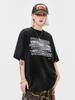 Washed Black Men TShirt Oversized Streetwear Grunge Letter Kpop Cotton Short Sleeve Tee Top Korean Fashion Vintage Y2k Clothing