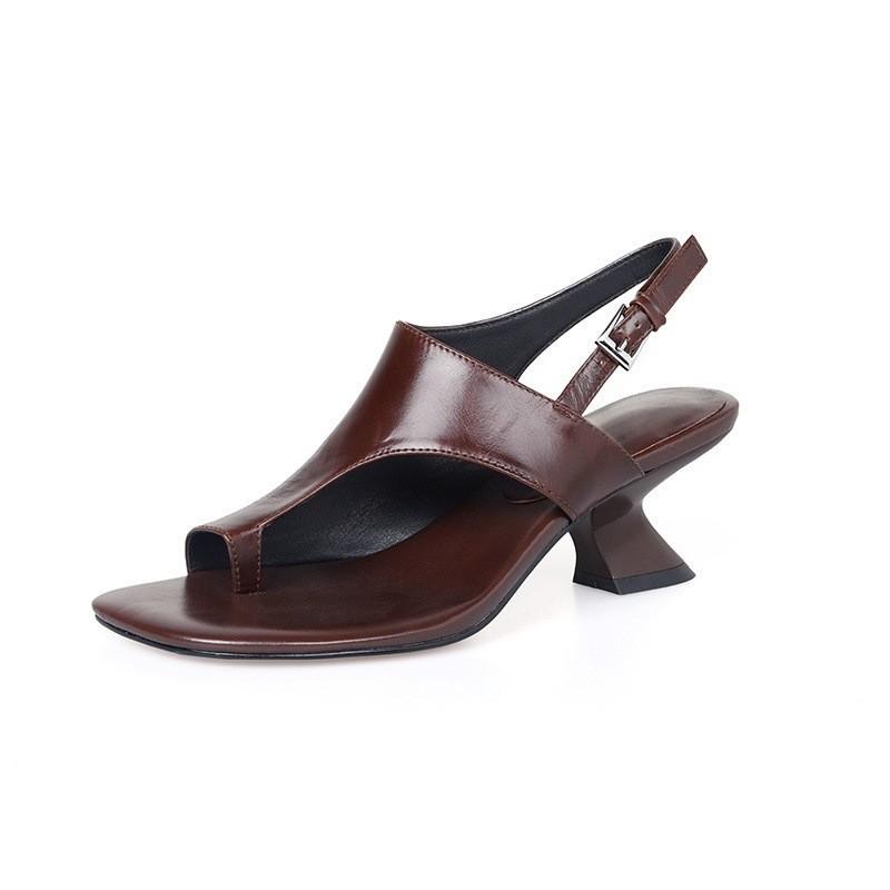 

Simple square head cover toe versatile retro rear strap fashionable special-shaped heel open-toed sandals 39