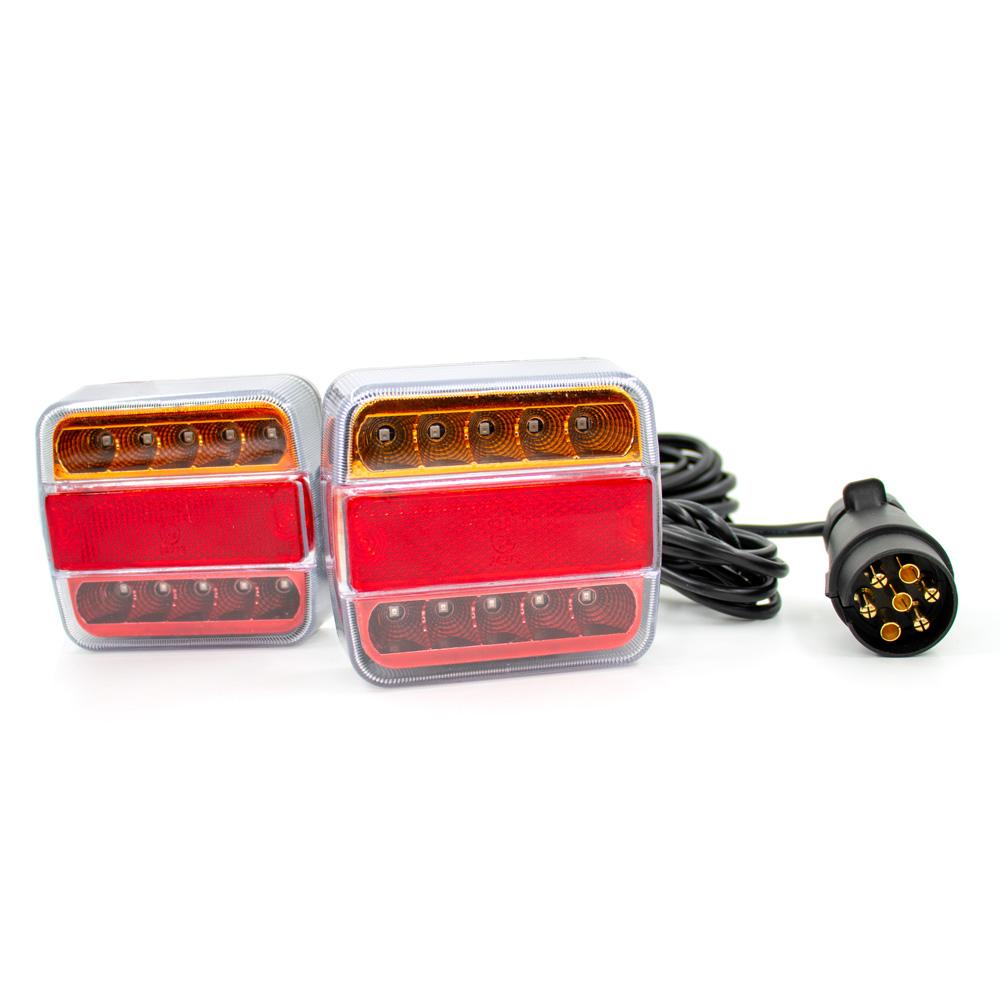 1Set 12V EN 7Pin 10m Universal Rear Towing Tail Light LED Trailer License Number Plate Reflector Turn Signal Light Brake Lamp