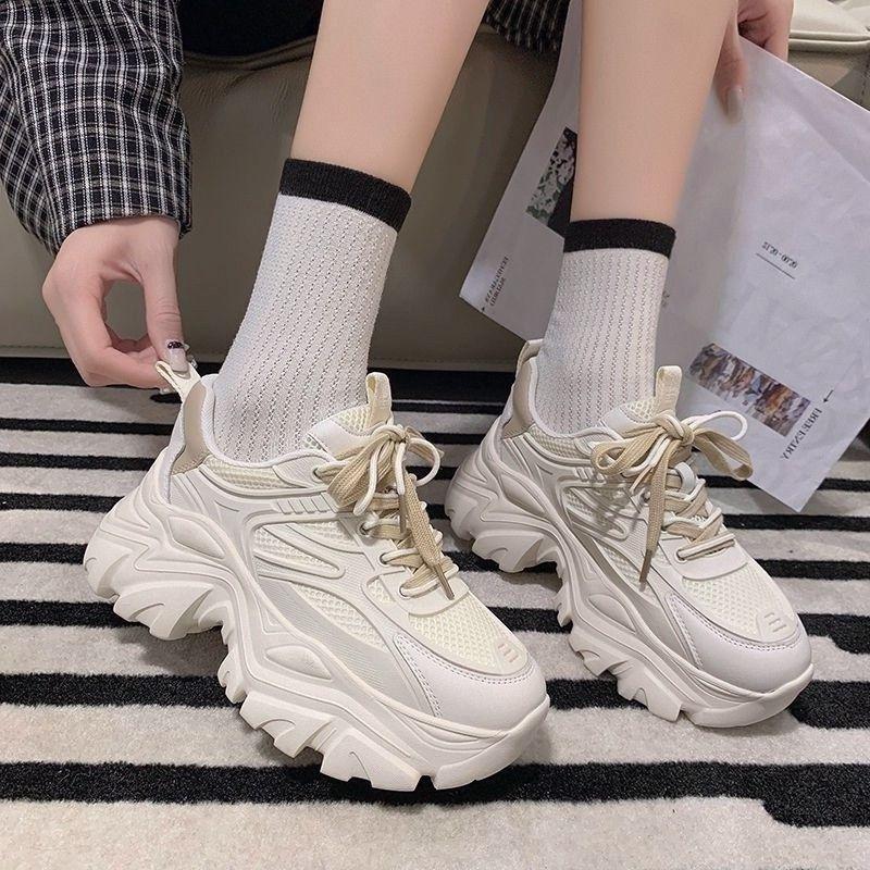 

Niche women s spring and autumn thick-soled height-increasing versatile casual sports shoes 40 хаки