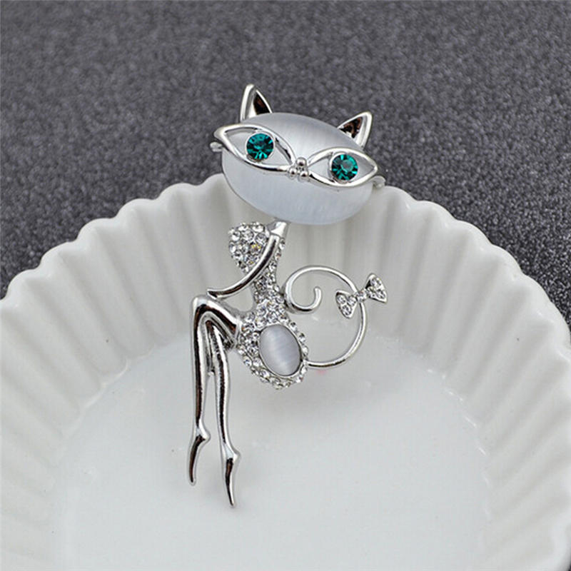 Opal   Little Cat Brooch Pin Animal Cute Sexy Jewelry